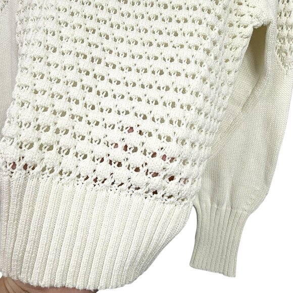 LOFT Women's Mixed Knit Sweater Off White Size Medium Semi Open Knit - Picture 3 of 6